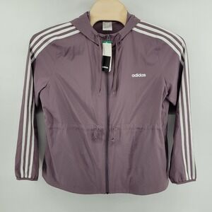 Adidas Climalite Hooded Windbreaker XL Jacket Lavender White Three Stripes NWT